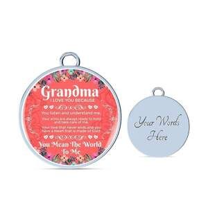 Grandma I Love You Personalized Engraved Silver Circle Bangle Bracelet Custom
